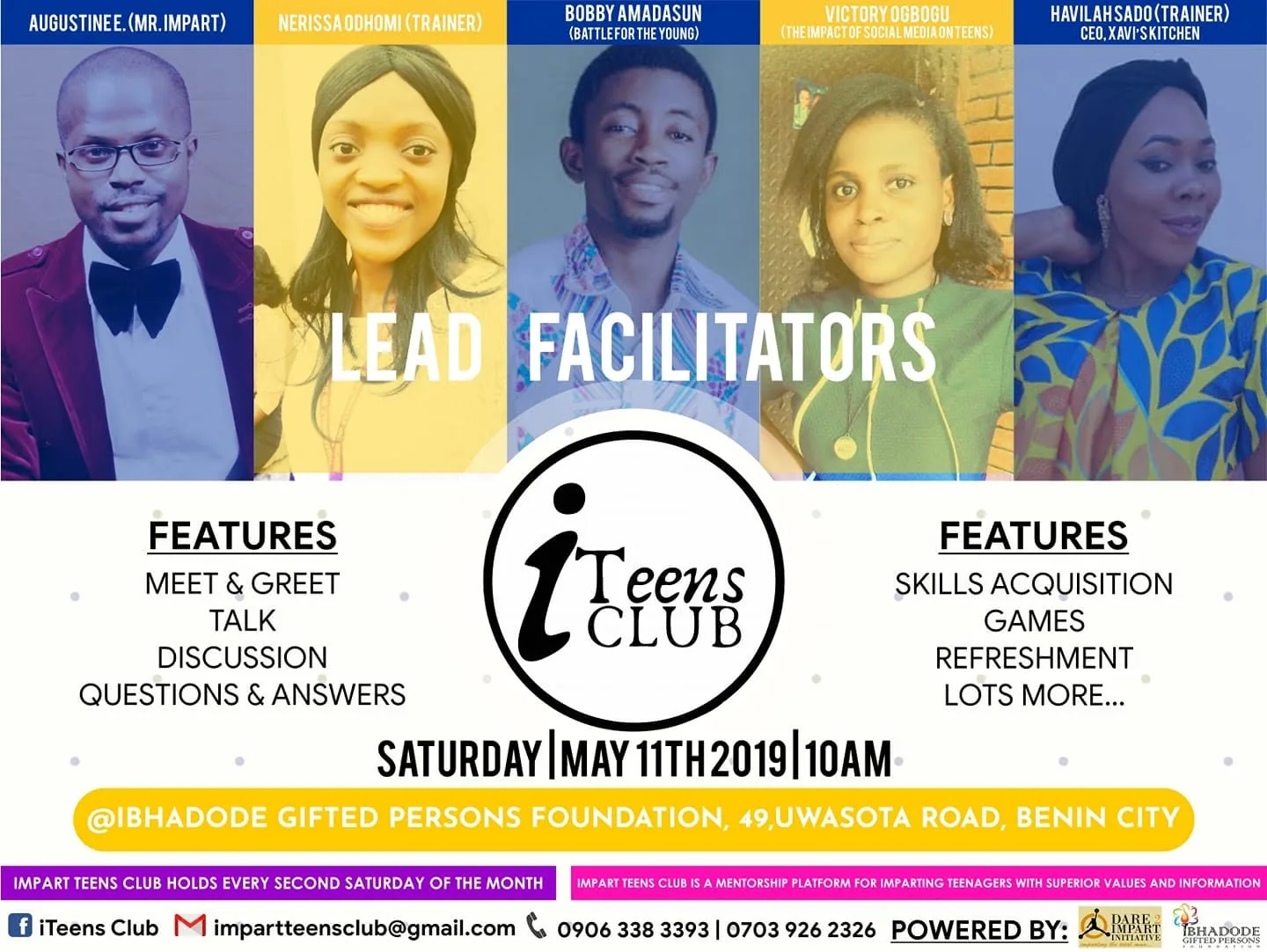 iTeens Club facilitators flyer, May 2019.