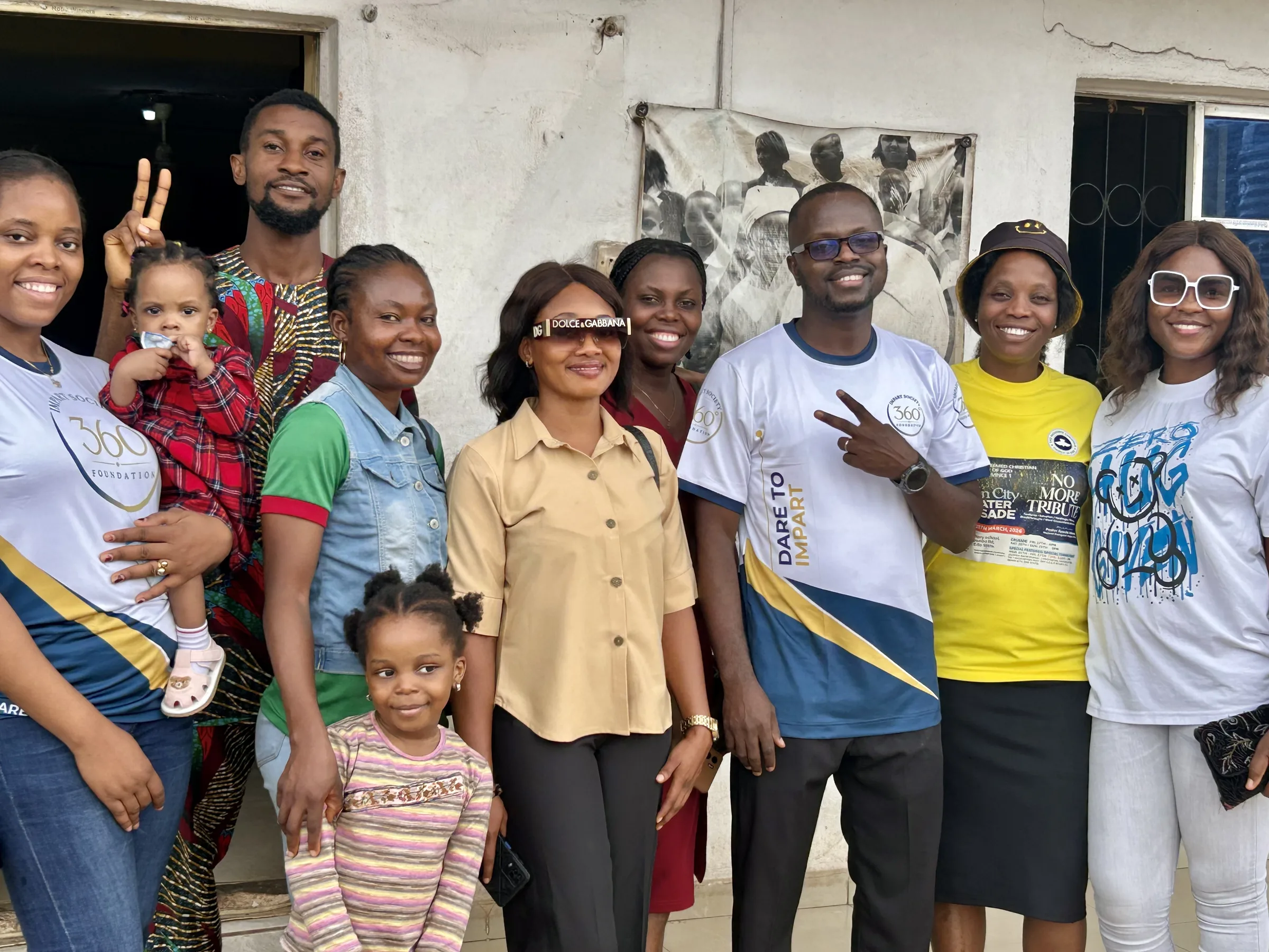 The outreach team with children and staff at the orphanage.